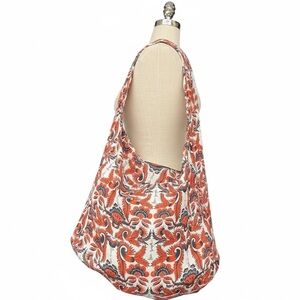 Free People Oversized Orange Floral Shopper Tote Bag